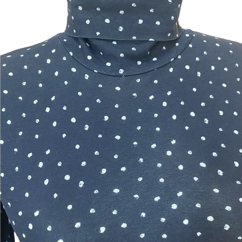 J.Crew Womens NWT Black Polka Dot Tissue Turtleneck Shirt